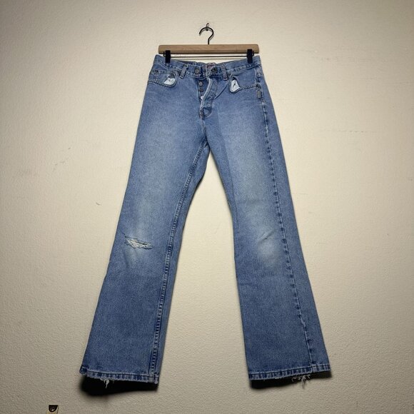 VTG Silver Jeans Denim Jean Women 29 Canada Made Distressed Blue Flared Bootcut - Picture 1 of 11